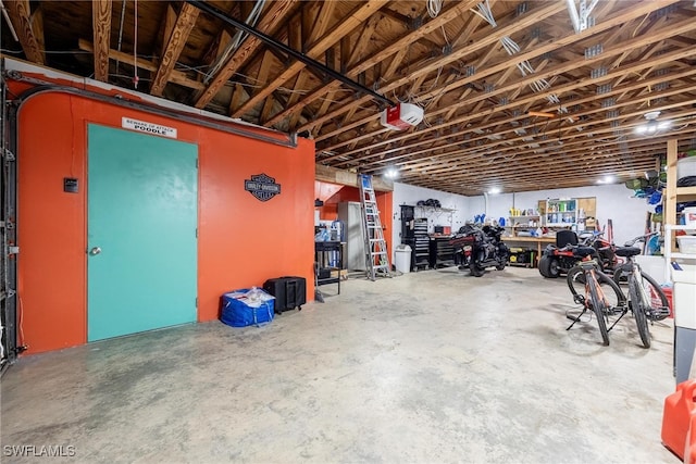 garage with a garage door opener