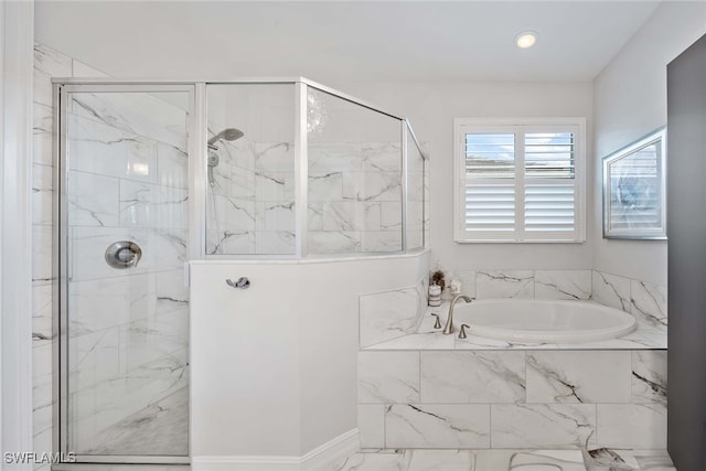 bathroom with independent shower and bath