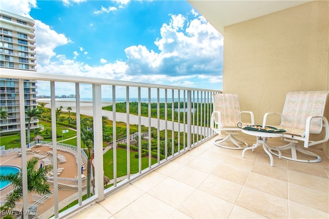 balcony with a water view