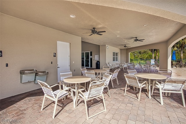 view of patio with ceiling fan