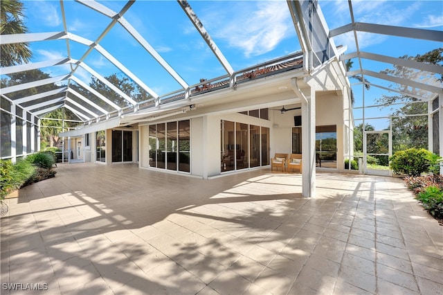 unfurnished sunroom featuring lofted ceiling