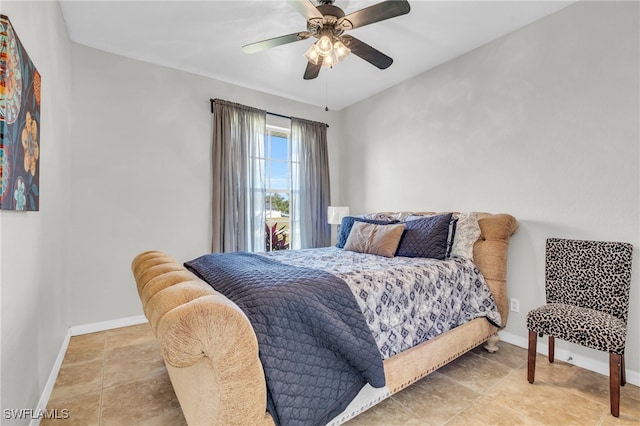 bedroom featuring ceiling fan