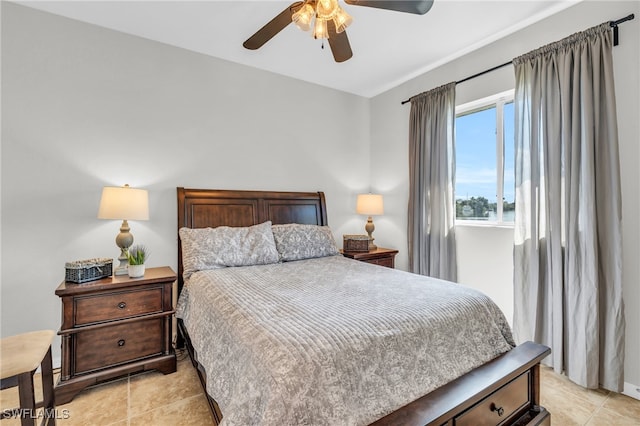 bedroom featuring ceiling fan