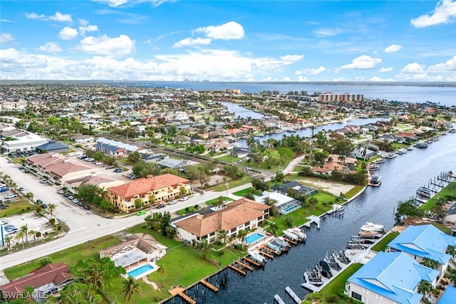 bird's eye view featuring a water view