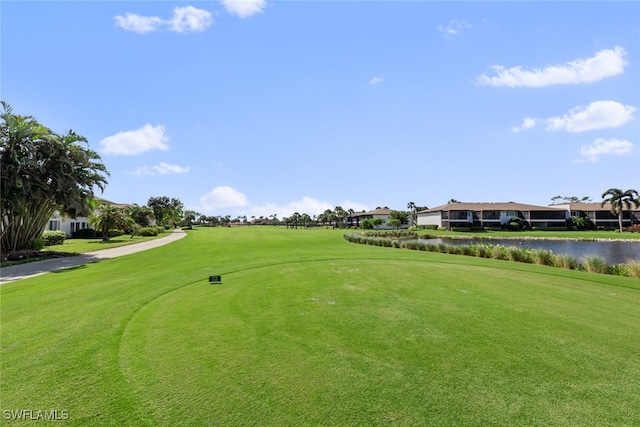 surrounding community featuring a water view