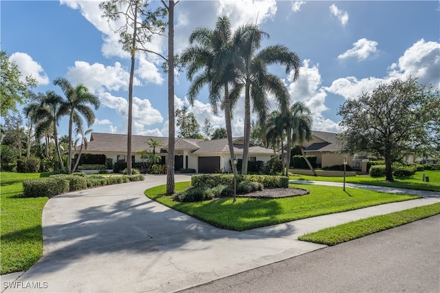 ranch-style house with a front lawn