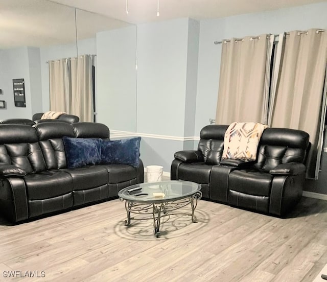 living room with light wood-type flooring