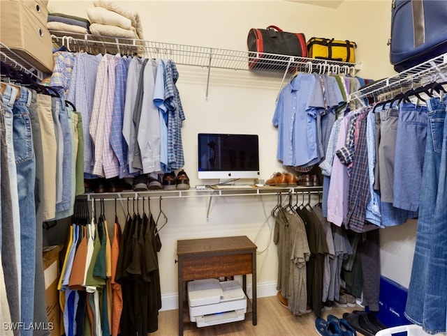 spacious closet with wood-type flooring