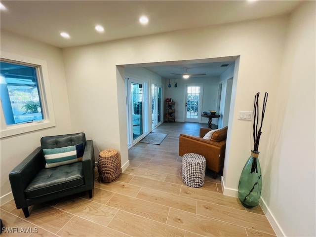 interior space with light hardwood / wood-style floors