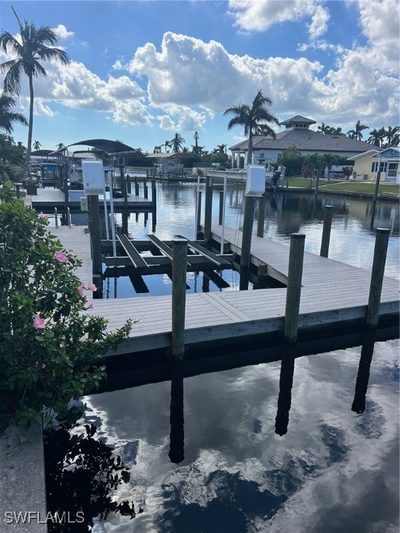 dock area featuring a water view