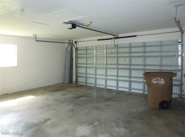 garage with a garage door opener