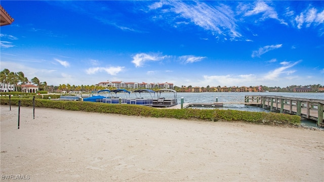 dock area featuring a water view