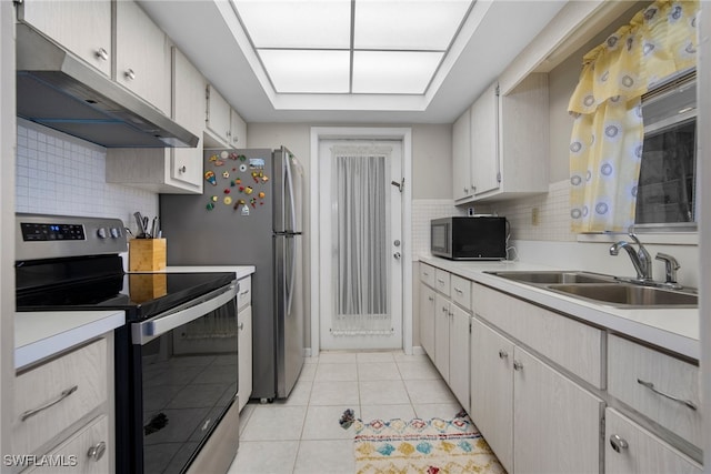 kitchen featuring white cabinets, sink, and appliances with stainless steel finishes