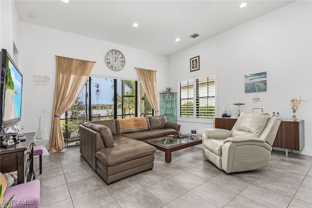 view of tiled living room