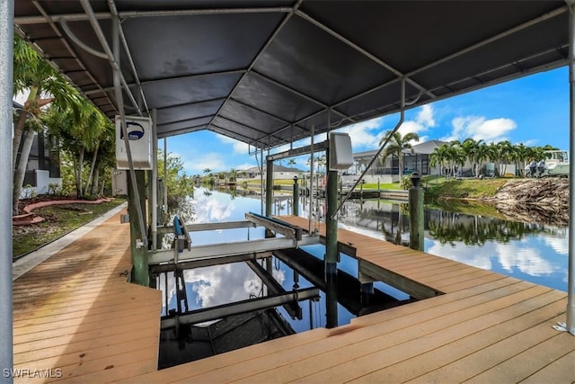 view of dock featuring a water view