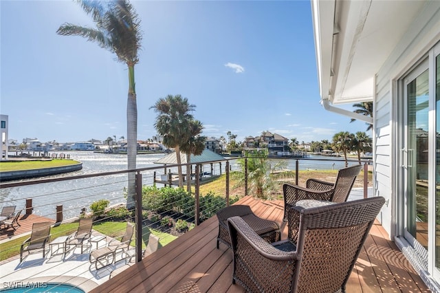 balcony with a water view