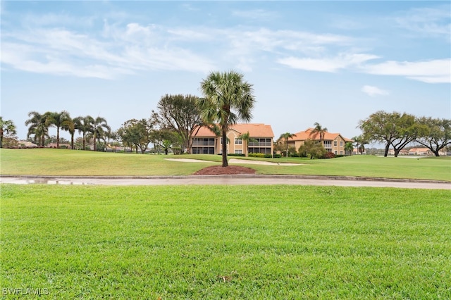 view of community featuring a lawn