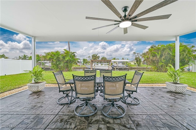 view of patio / terrace featuring ceiling fan