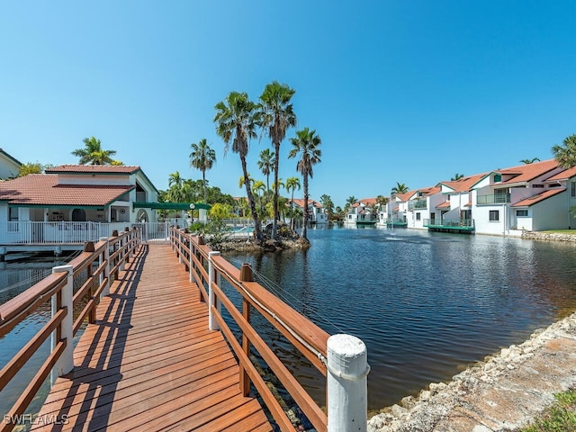 dock area featuring a water view