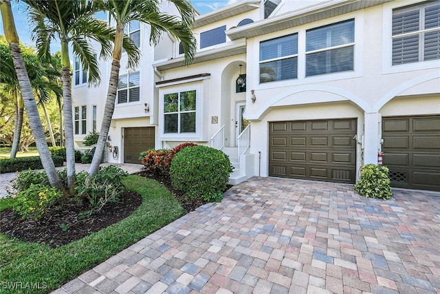 view of front of property with a garage