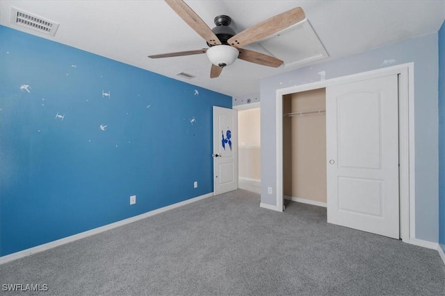 2798 Via Piazza Loop, Fort Myers, FL 33905 - unfurnished bedroom featuring carpet floors, baseboards, a closet, and ceiling fan