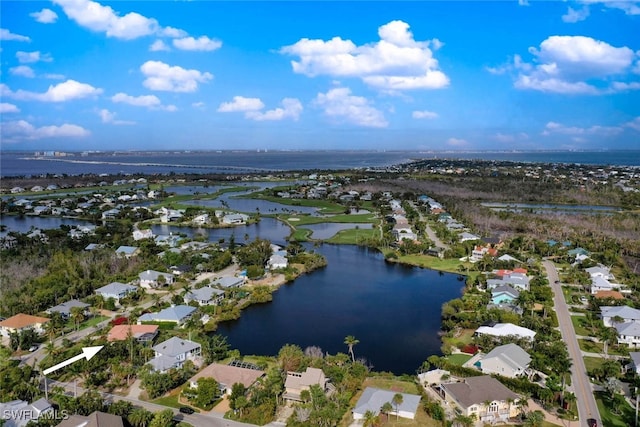 bird's eye view featuring a water view