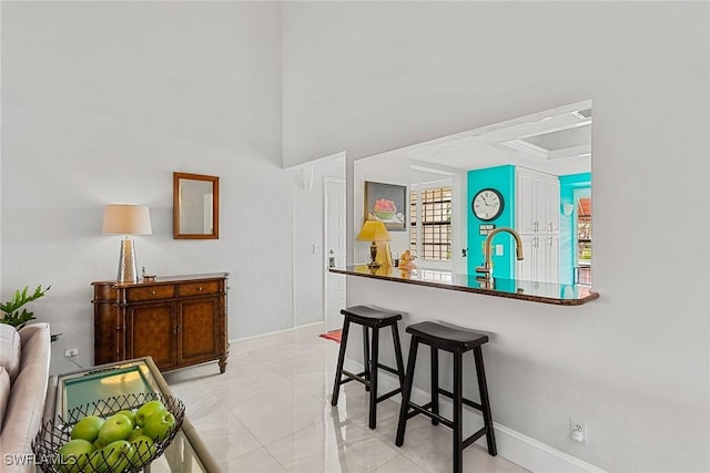 kitchen featuring a kitchen breakfast bar and sink