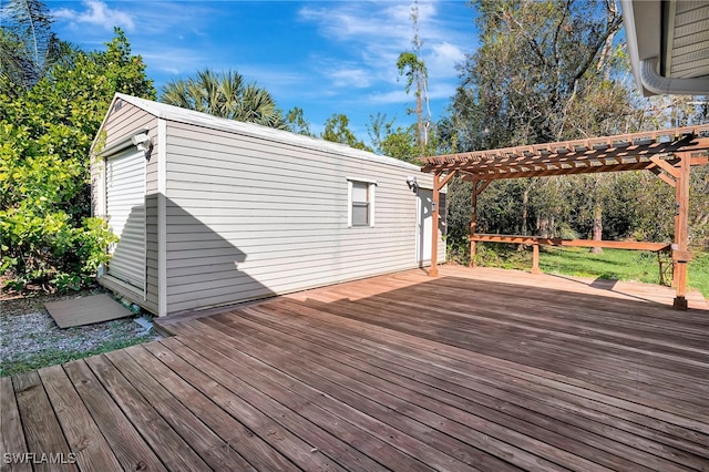 wooden terrace featuring a pergola