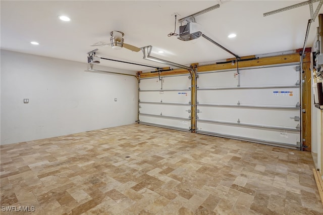 garage with a garage door opener