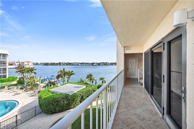 balcony with a water view