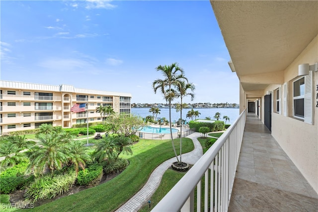 balcony with a water view