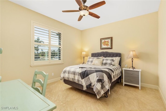 bedroom featuring ceiling fan