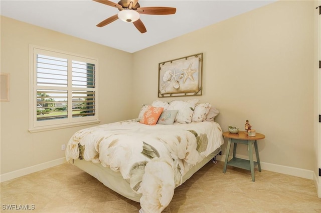 bedroom featuring ceiling fan