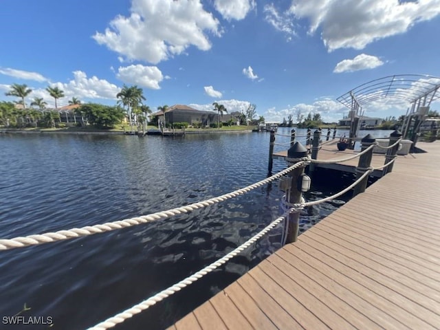 view of dock featuring a water view