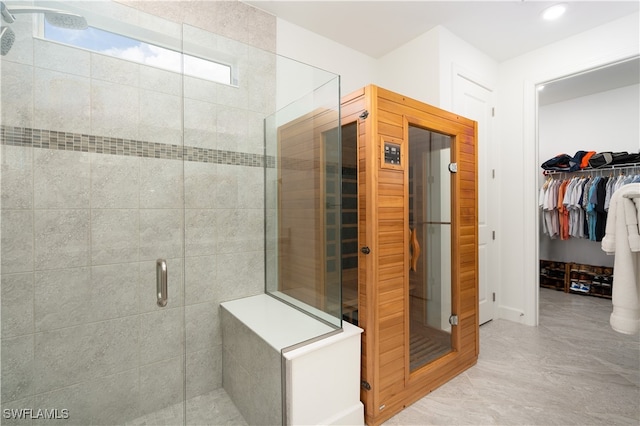 bathroom featuring walk in shower