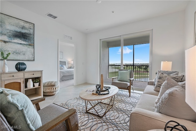 view of tiled living room