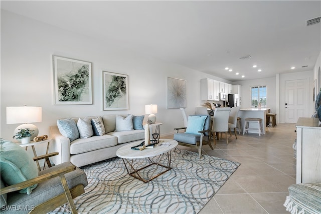 view of tiled living room