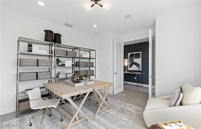 office with hardwood / wood-style floors