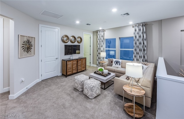 living room with carpet floors