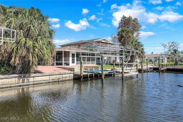 view of dock featuring a water view