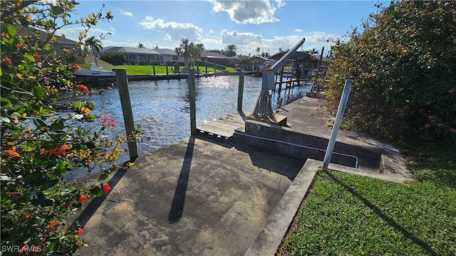 view of dock featuring a water view