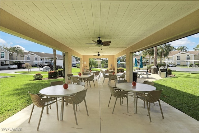 view of patio with ceiling fan