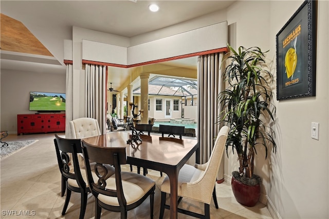 view of tiled dining room