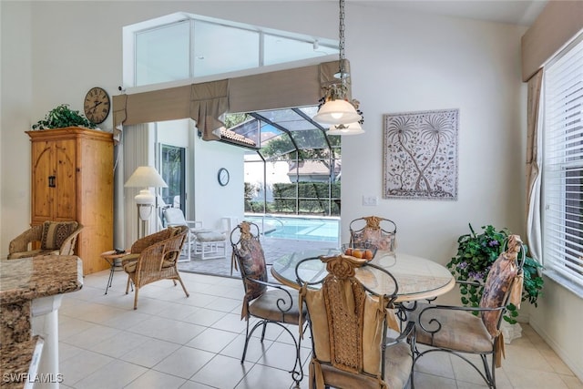 dining room with light tile patterned floors