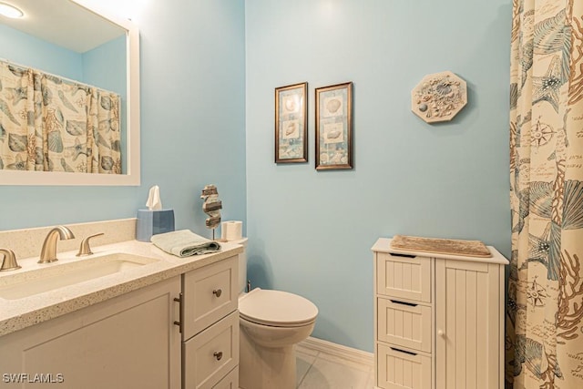 17100 Bridgestone Ct Unit 205, Fort Myers, FL 33908 - bathroom with toilet, vanity, and a shower with shower curtain