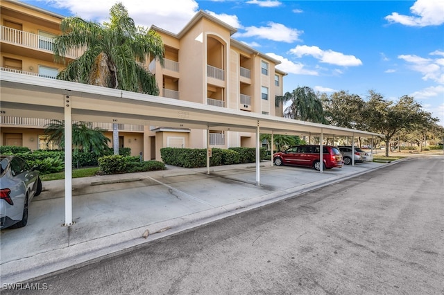 view of covered parking lot