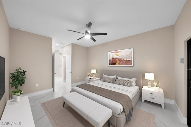 bedroom featuring ceiling fan