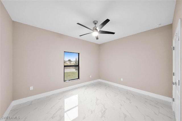 unfurnished room with ceiling fan