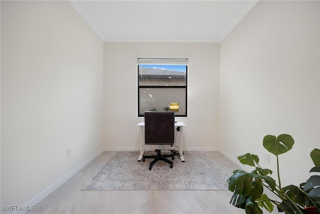 office area featuring ornamental molding