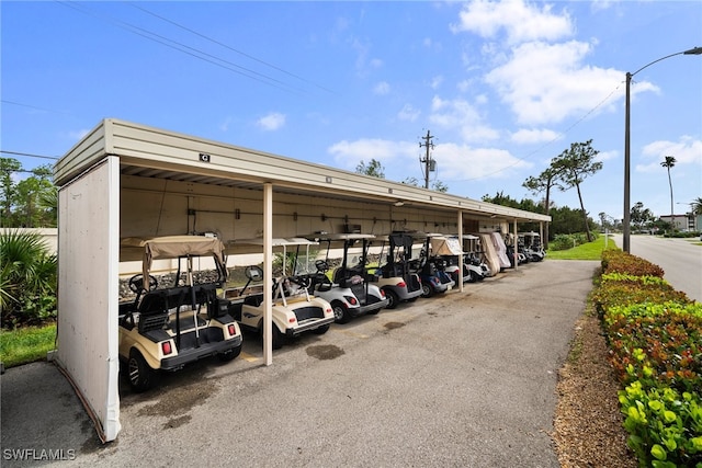 view of parking with a carport